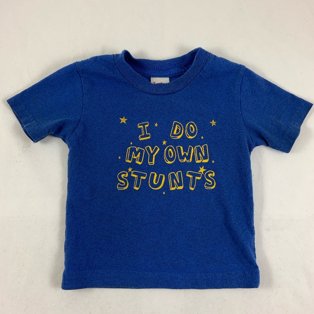 18 Mos I Do My Own Stunts blue T shirt